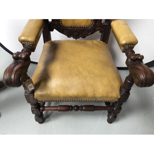 201 - HEAVILY CARVED OAK ARMCHAIR