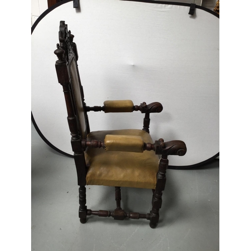 201 - HEAVILY CARVED OAK ARMCHAIR