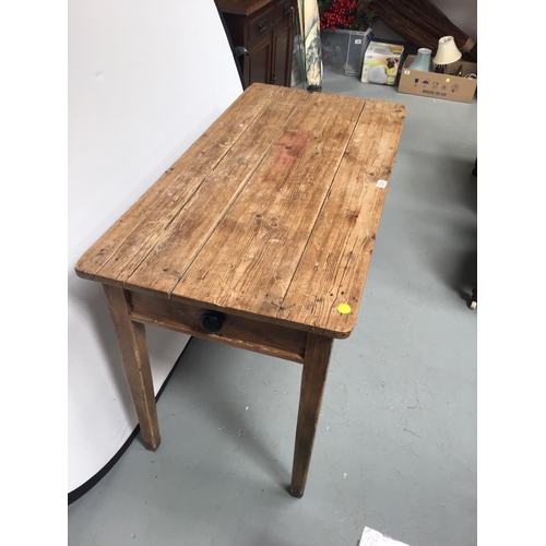 208 - VICTORIAN PINE KITCHEN TABLE WITH DRAWER
48