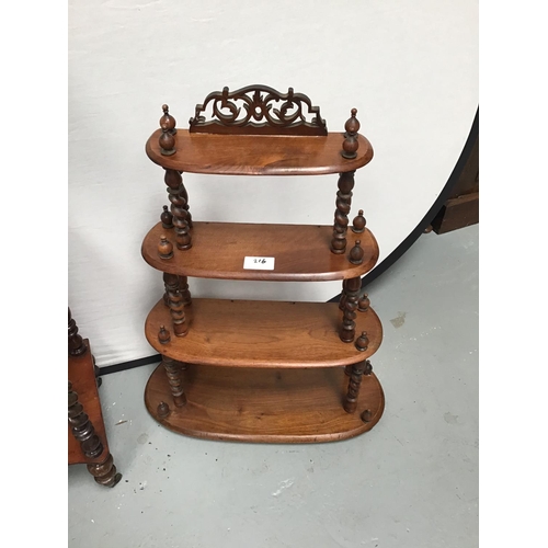 216 - VICTORIAN BARLEYTWIST MAHOGANY FLOOR STANDING WOT NOT & VICTORIAN WALNUT BARLEYTWIST HANGING SHELVES... 
