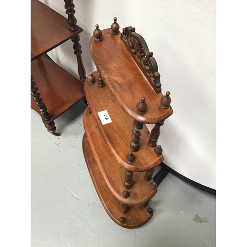 216 - VICTORIAN BARLEYTWIST MAHOGANY FLOOR STANDING WOT NOT & VICTORIAN WALNUT BARLEYTWIST HANGING SHELVES... 