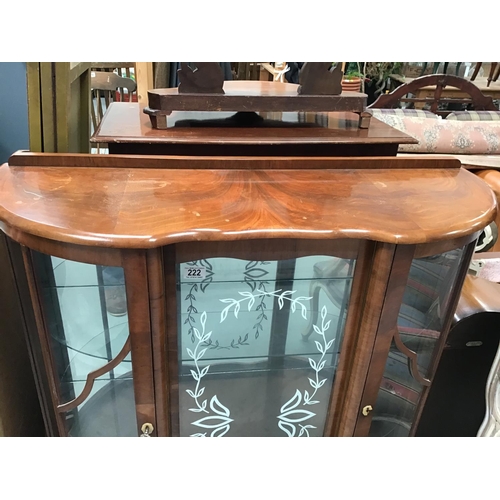 222 - WALNUT VENEERED BOW FRONT DISPLAY CABINET ON CABRIOLE LEGS
41