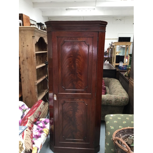 231 - SPILLMAN OF LONDON MAHOGANY CORNER WARDROBE WITH ORIGINAL MAKERS LABEL
79