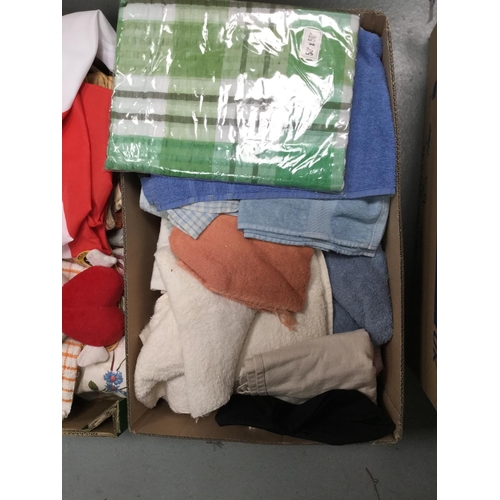 302 - 6 BOXES OF LINEN, BLANKETS ETC, FOOTSPA & BATH STEP
