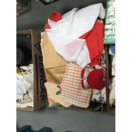 302 - 6 BOXES OF LINEN, BLANKETS ETC, FOOTSPA & BATH STEP