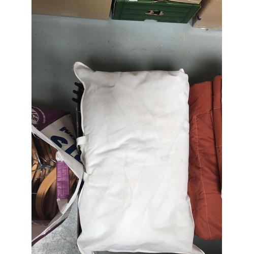 65 - 7 BOXES OF LINEN, BLANKETS, CURTAINS ETC
