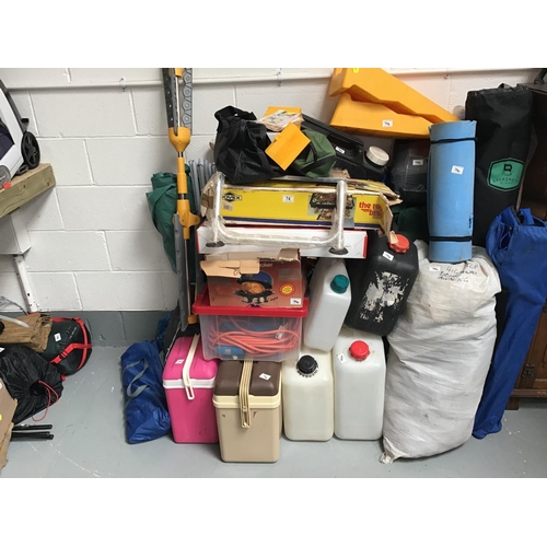 74 - LARGE QTY OF CAMPNG & CARAVAN EQUIPMENT TO INCLUDE 2 TENTS, DRIVEAWAY AWNING GAZEBO'S WINDBREAKS, ST... 