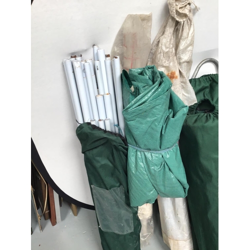 74 - LARGE QTY OF CAMPNG & CARAVAN EQUIPMENT TO INCLUDE 2 TENTS, DRIVEAWAY AWNING GAZEBO'S WINDBREAKS, ST... 