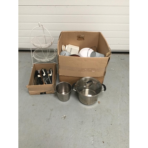 116 - BOX OF KITCHENWARE TO INCLUDE STORAGE CONTAINERS, CUTLERY ETC