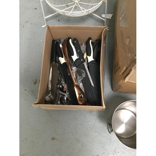 116 - BOX OF KITCHENWARE TO INCLUDE STORAGE CONTAINERS, CUTLERY ETC