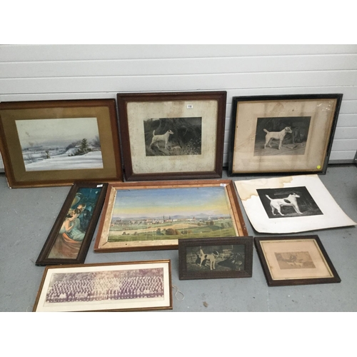 119 - QTY OF VINTAGE AND VICTORIAN PICTURES TO INCLUDE SUBJECTS OF DOGS, WINTER SCENES ETC