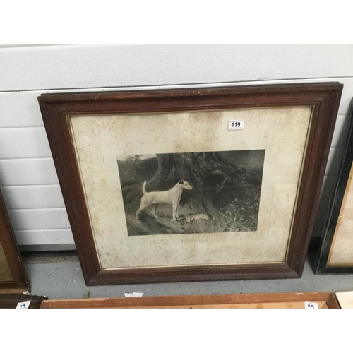 119 - QTY OF VINTAGE AND VICTORIAN PICTURES TO INCLUDE SUBJECTS OF DOGS, WINTER SCENES ETC