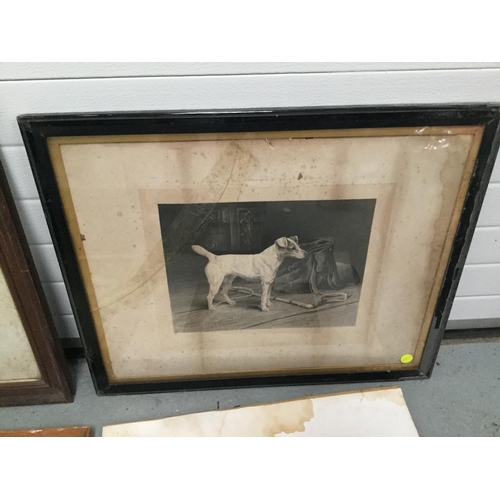 119 - QTY OF VINTAGE AND VICTORIAN PICTURES TO INCLUDE SUBJECTS OF DOGS, WINTER SCENES ETC