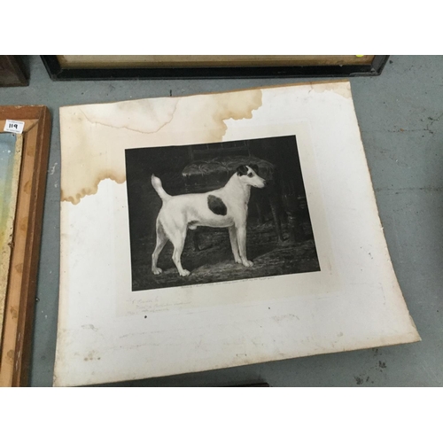 119 - QTY OF VINTAGE AND VICTORIAN PICTURES TO INCLUDE SUBJECTS OF DOGS, WINTER SCENES ETC