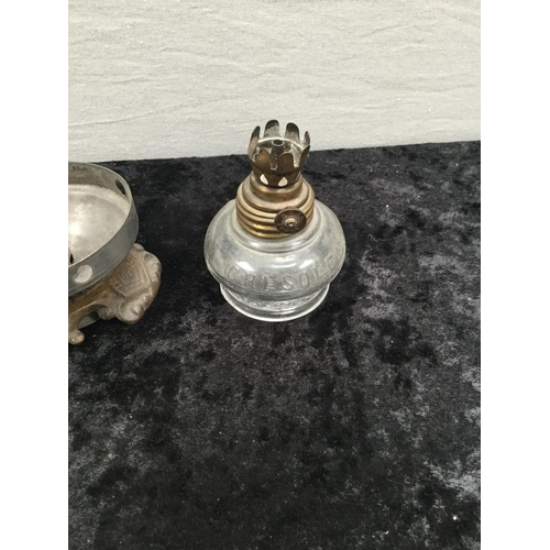 85 - WATCH MAKERS VICE, VICTORIAN PEG LAMP AND VINTAGE WIND UP TORCH