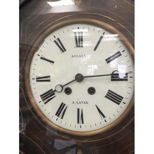88 - VICTORIAN FRENCH BRASS INLAID WALL CLOCK