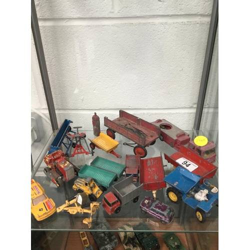 94 - QTY OF VINTAGE TOY CARS TO INCLUDE CORGI , MATCHBOX ETC