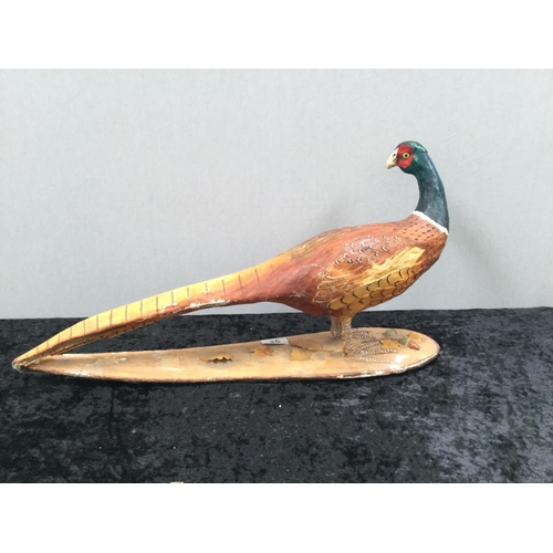 95 - CARVED WOODEN PHEASANT