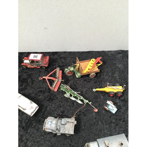96 - QTY OF EARLY DINKY TOYS TO INCLUDE BUSES, TRACTORS ETC