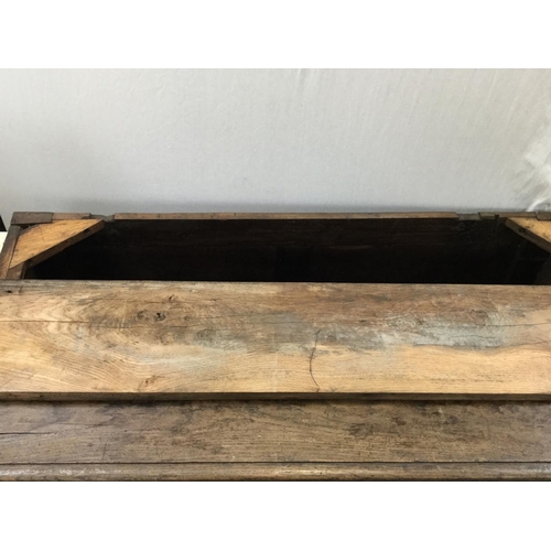 284 - EARLY CARVED OAK 3 PANEL COFFER A/F -51