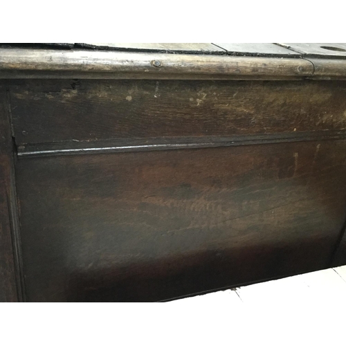 284 - EARLY CARVED OAK 3 PANEL COFFER A/F -51