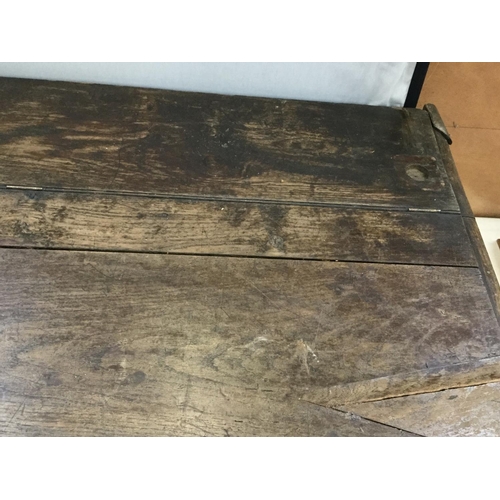 284 - EARLY CARVED OAK 3 PANEL COFFER A/F -51