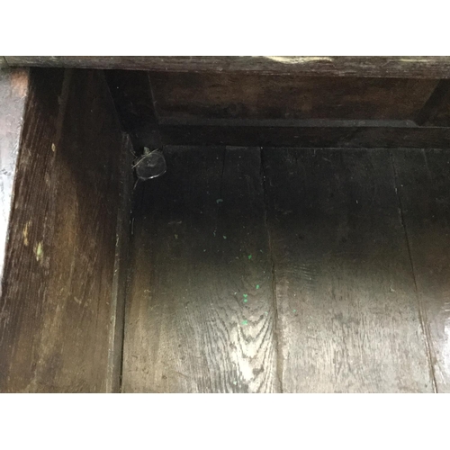 284 - EARLY CARVED OAK 3 PANEL COFFER A/F -51