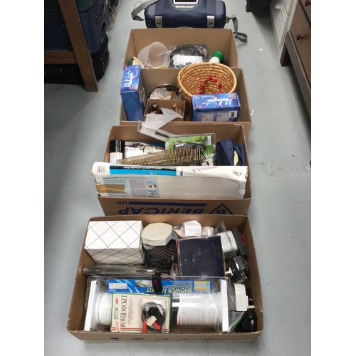183 - 4 BOXES OF ODDS TO INCLUDE SECURITY LIGHT TOOL BOX WITH RADIO