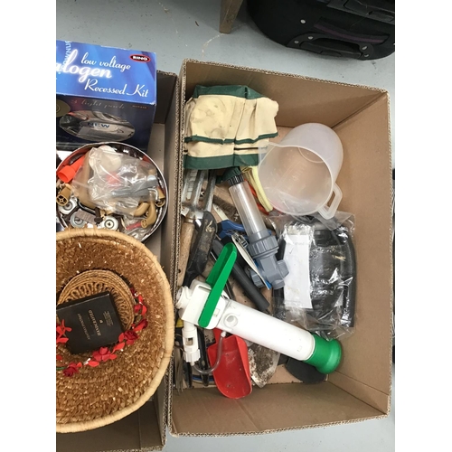 183 - 4 BOXES OF ODDS TO INCLUDE SECURITY LIGHT TOOL BOX WITH RADIO