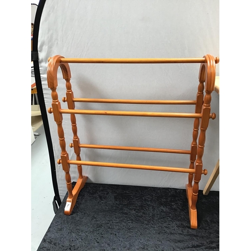 191 - 2 PINE LAMP TABLES, TOWEL RAIL AND FOLDING TABLE