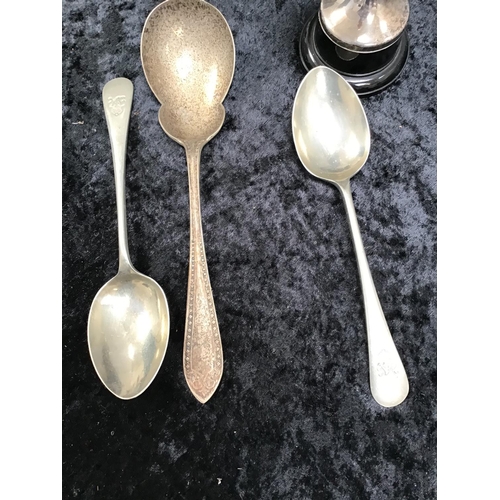 201 - BOX OF SILVER PLATED WARE TO INCLUDE LARGE TUREEN, CUTLERY TROPHIES ETC