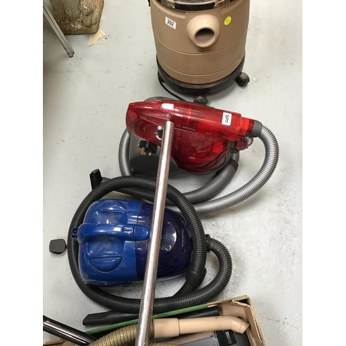 202 - WET & DRY HOOVER, AND 2 CYLINDER HOOVERS AND TOOLS