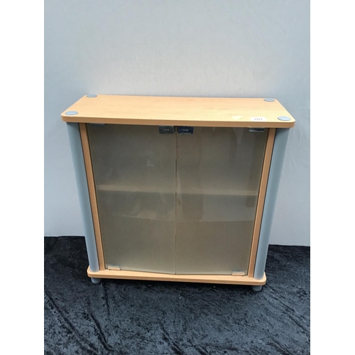 207 - BEECH AND GLAZED BATHROOM CABINET