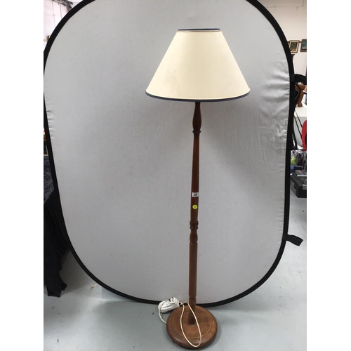 208 - OAK STANDARD LAMP C/W WITH SHADE