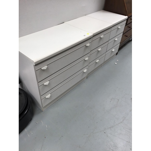 210 - MODERN 3 DRAWER BEDROOM CHEST AND PAIR OF MATCHING BEDSIDES - CONTENTS INCLUDED