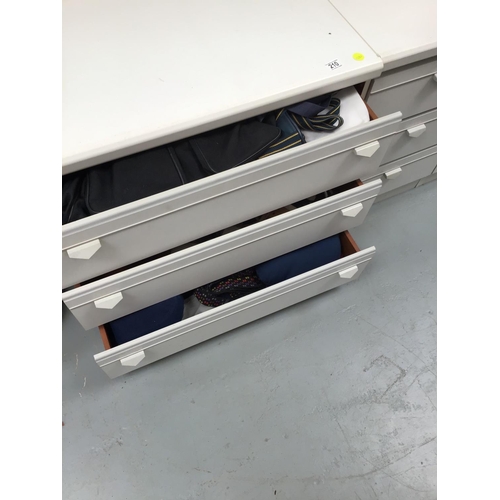 210 - MODERN 3 DRAWER BEDROOM CHEST AND PAIR OF MATCHING BEDSIDES - CONTENTS INCLUDED