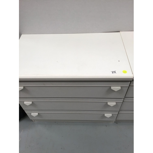 210 - MODERN 3 DRAWER BEDROOM CHEST AND PAIR OF MATCHING BEDSIDES - CONTENTS INCLUDED