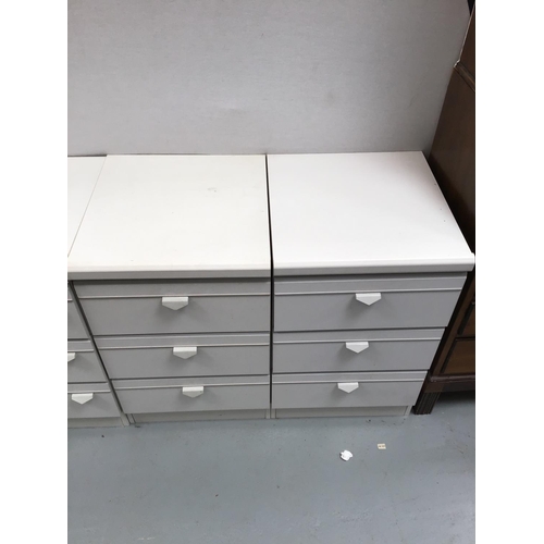 210 - MODERN 3 DRAWER BEDROOM CHEST AND PAIR OF MATCHING BEDSIDES - CONTENTS INCLUDED