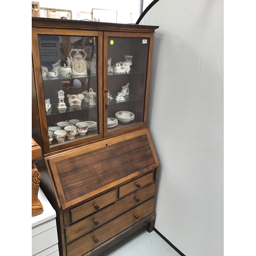 212 - VINTAGE GLAZED TOP BUREAU BOOKCASE - 34