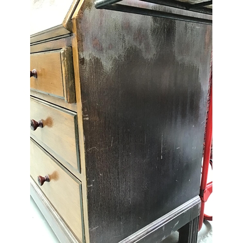 212 - VINTAGE GLAZED TOP BUREAU BOOKCASE - 34