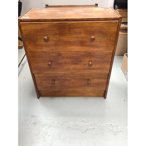 213 - 3 DRAWER CHEST, TEA TROLLEY AND MAGAZINE RACK