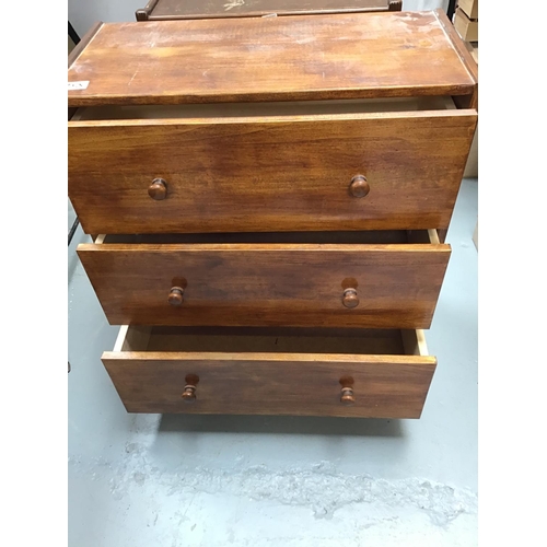 213 - 3 DRAWER CHEST, TEA TROLLEY AND MAGAZINE RACK