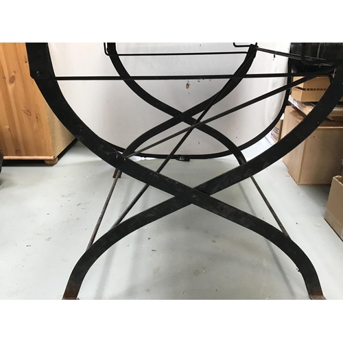 214 - METAL FOLDING GARDEN TABLE WITH TILED TOP FITTED
