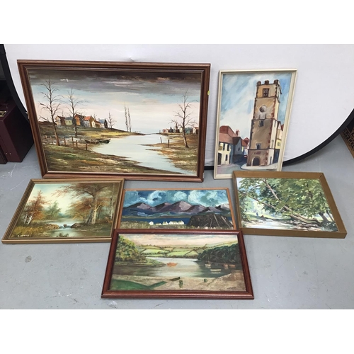 217 - QTY OF FRAMED MODERN OILS ON CANVAS AND OILS ON BOARD PICTURES