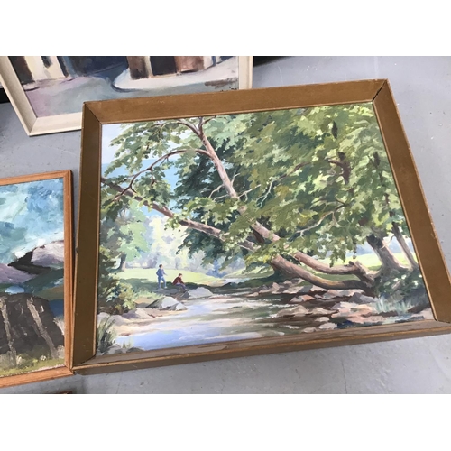 217 - QTY OF FRAMED MODERN OILS ON CANVAS AND OILS ON BOARD PICTURES