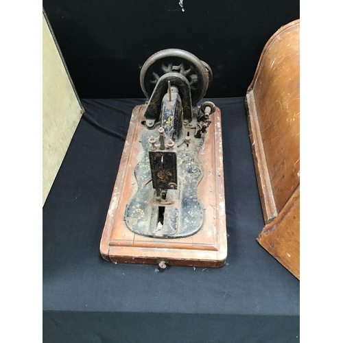 220 - VINTAGE SINGER HAND SEWING MACHINE - A/F AND BROTHER ELECTRIC SEWING MACHINE C/W WITH PEDAL