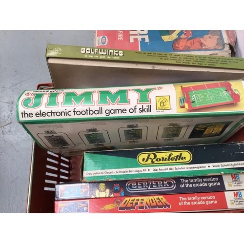 222 - QTY OF VINTAGE GAMES INCLUDING REMOTE CONTROLL HELICOPTER, CROSSFIRE ETC