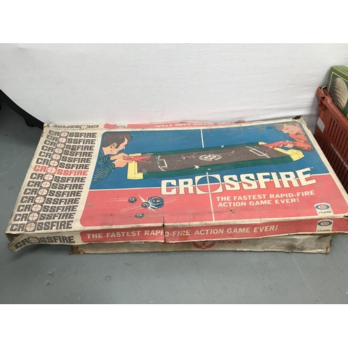 222 - QTY OF VINTAGE GAMES INCLUDING REMOTE CONTROLL HELICOPTER, CROSSFIRE ETC