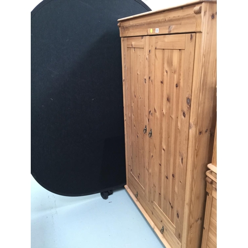 232 - PINE DOUBLE WARDROBE WITH DRAWER TO BASE 
42