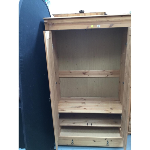 232 - PINE DOUBLE WARDROBE WITH DRAWER TO BASE 
42